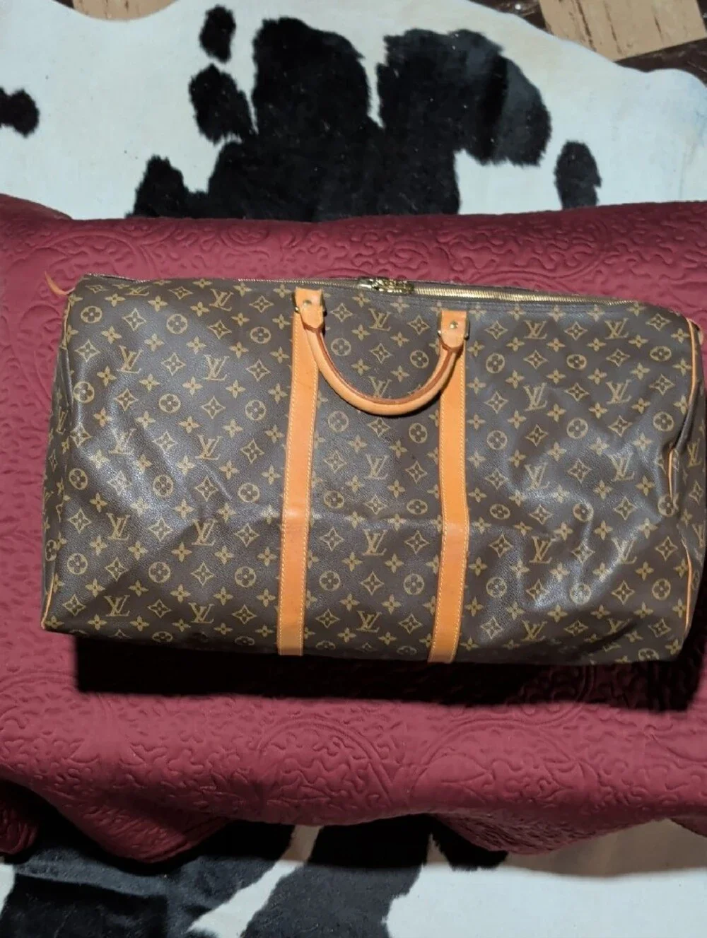 Louis Vuitton Brown Monogram Keepall 60 Boston Bag